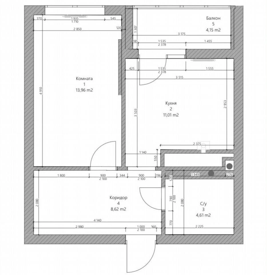 Однокомнатная квартира в ЖК «Лесная сказка» 42,3 м